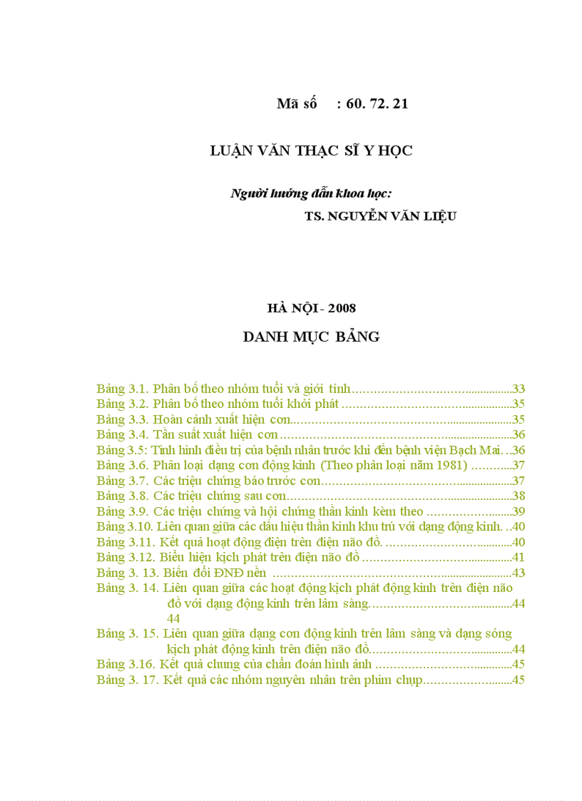 image for page Nghiên cứu một số đặc điểm lâm sàng và hình ảnh học của động kinh ở người trưởng thành tại Khoa Thần kinh Bệnh viện Bạch Mai