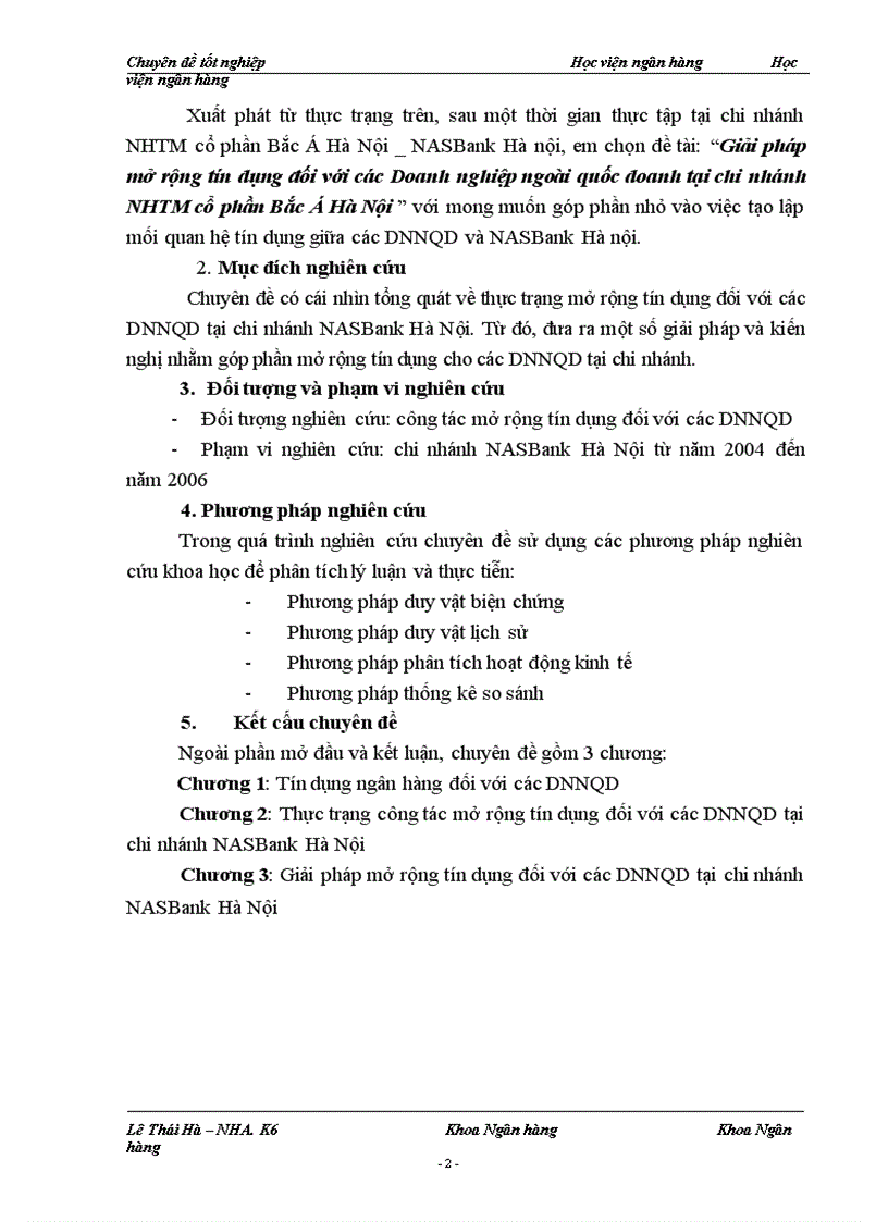 image for page Giải pháp mở rộng tín dụng đối với các Doanh nghiệp ngoài quốc doanh tại chi nhánh NHTM cổ phần Bắc Á Hà Nội 1