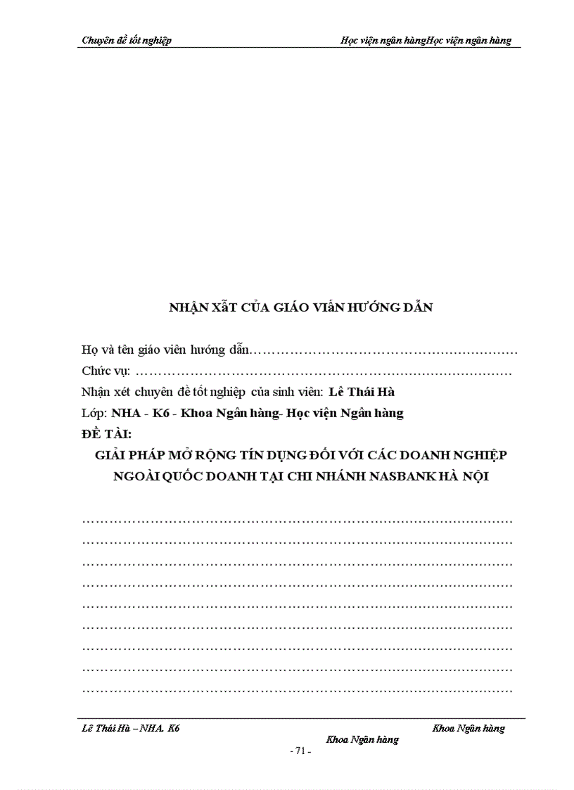 image for page Giải pháp mở rộng tín dụng đối với các Doanh nghiệp ngoài quốc doanh tại chi nhánh NHTM cổ phần Bắc Á Hà Nội 1