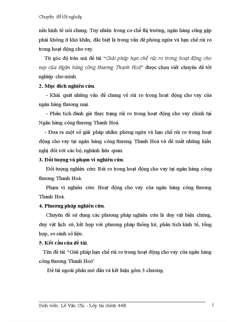 image for page Giải pháp hạn chế rủi ro trong hoạt động cho vay của ngân hàng công thương Thanh Hoá 1