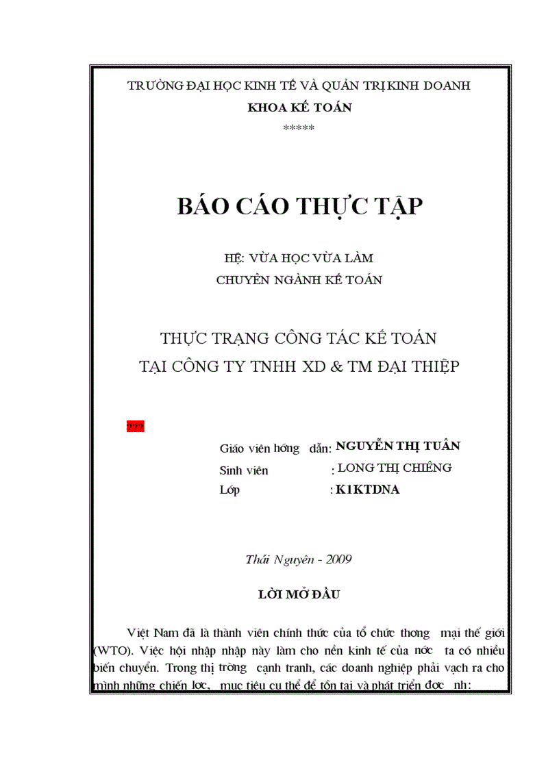 Thực trạng công tác kế toán tại công ty ván dăm Thái Nguyên