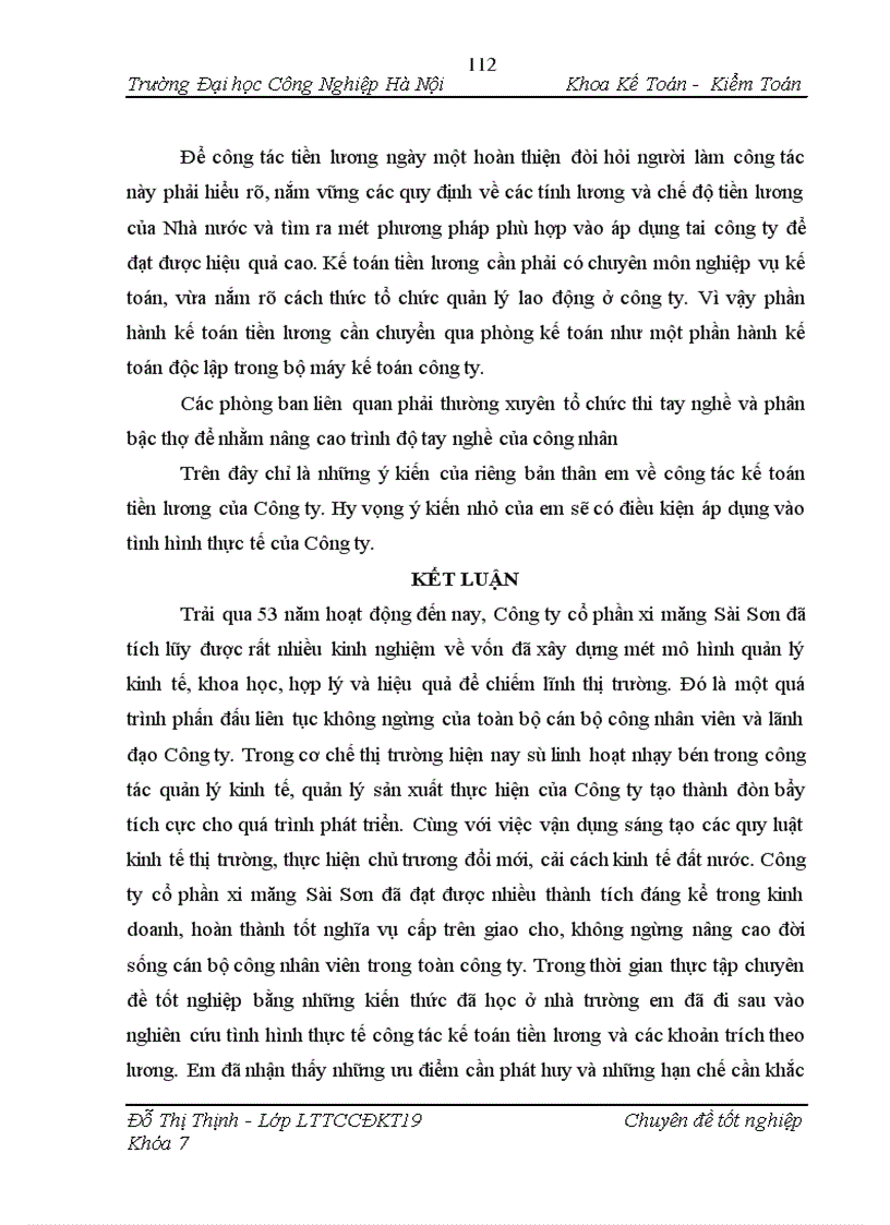 image for page Hoàn thiện kế toán tiền lương và các khoản trích theo lương tại Công ty cổ phần xi măng Sài Sơn