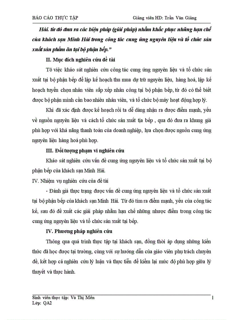 image for page Nghiên cứu khảo sát vấn đề cung ứng nguyên liệu và tổ chức sản xuất tại bộ phận bếp của khách sạn Minh Hải