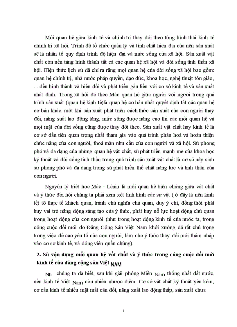image for page Mối quan hệ biện chứng giữa vật chất ý thức và sự vận dụng của Đảng cộng sản Việt Nam trong công cuộc đổi mới kinh tế 1
