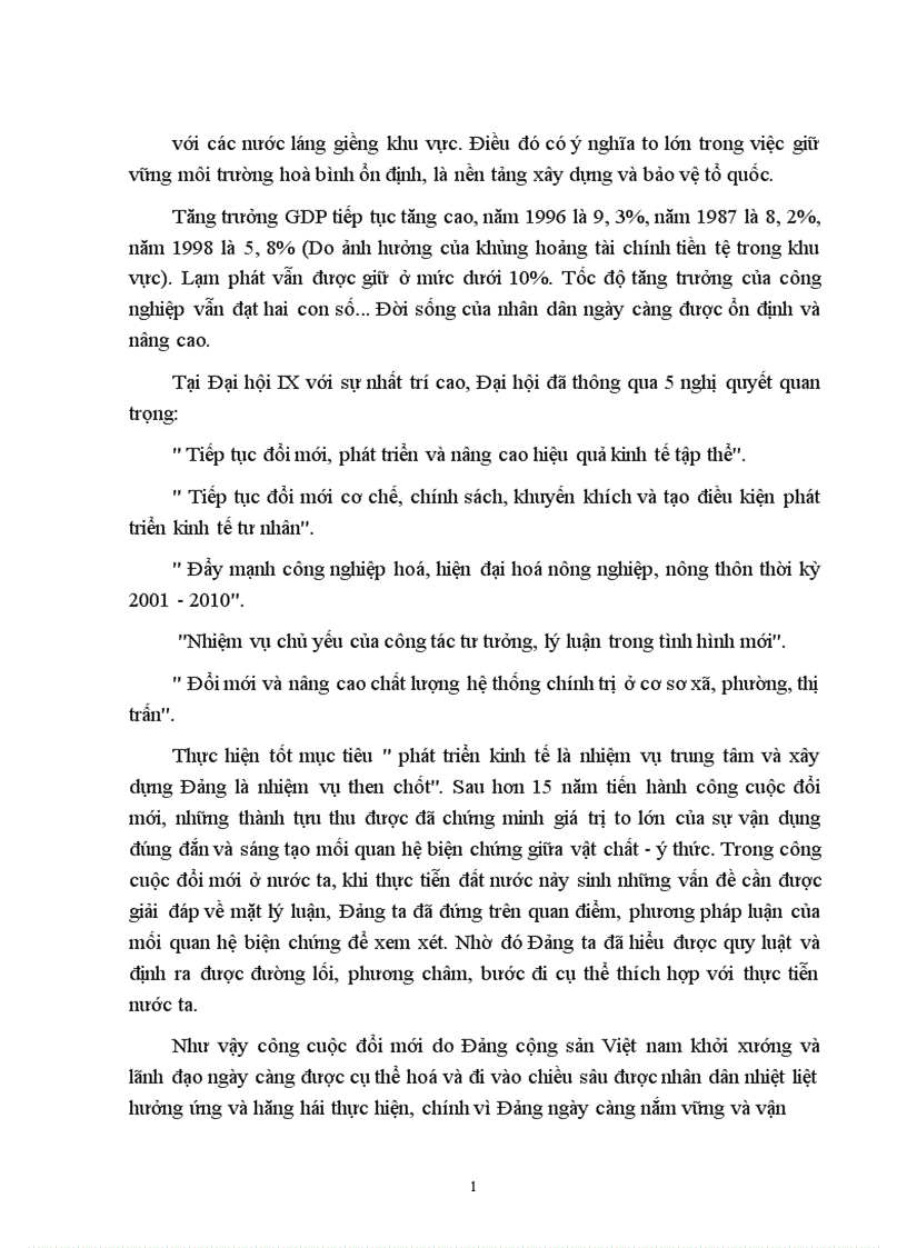 image for page Mối quan hệ biện chứng giữa vật chất ý thức và sự vận dụng của Đảng cộng sản Việt Nam trong công cuộc đổi mới kinh tế 1