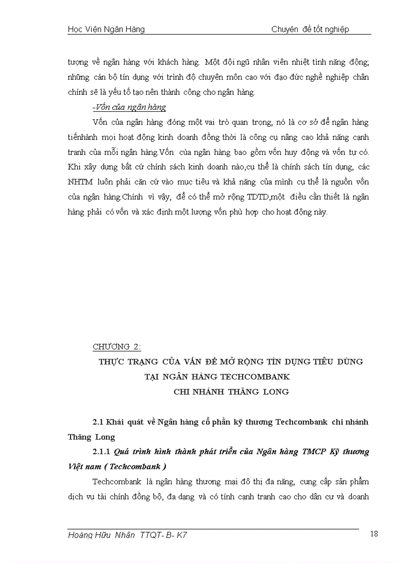 image for page Thực trạng và giải pháp mở rộng tín dụng tiêu dùng tại Ngân hàng thương mại cổ phần kỹ thương Techcombank chi nhánh Thăng Long