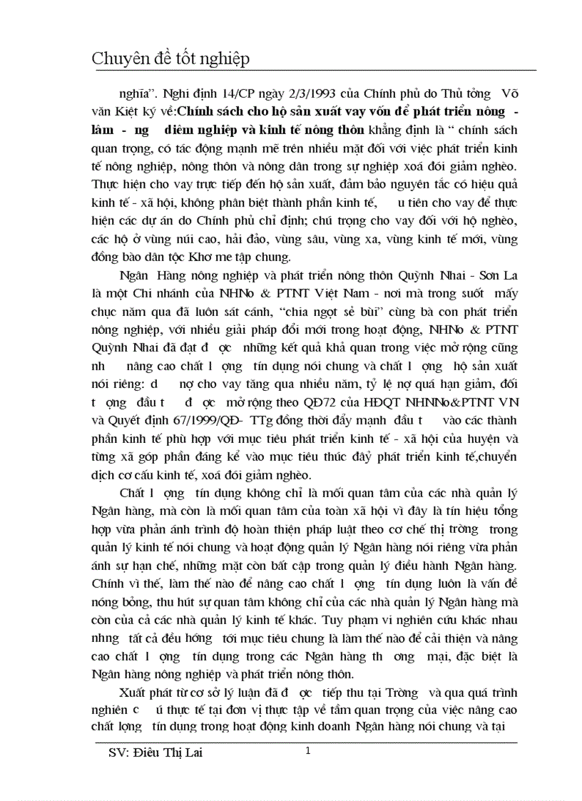 image for page Phân tích đánh giá thực trạng hoạt động tín dụng đối với hộ sản xuất tại NHNo PTNT Quỳnh Nhai Tỉnh Sơn La