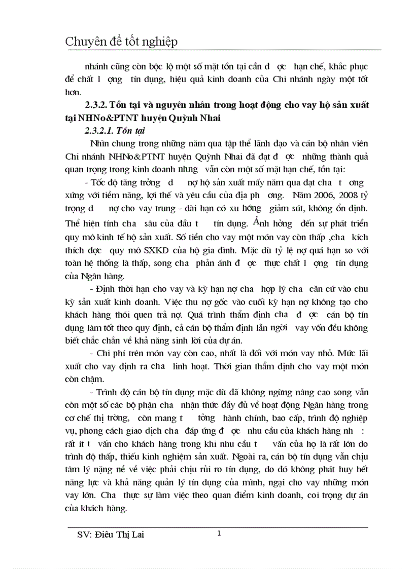 image for page Phân tích đánh giá thực trạng hoạt động tín dụng đối với hộ sản xuất tại NHNo PTNT Quỳnh Nhai Tỉnh Sơn La