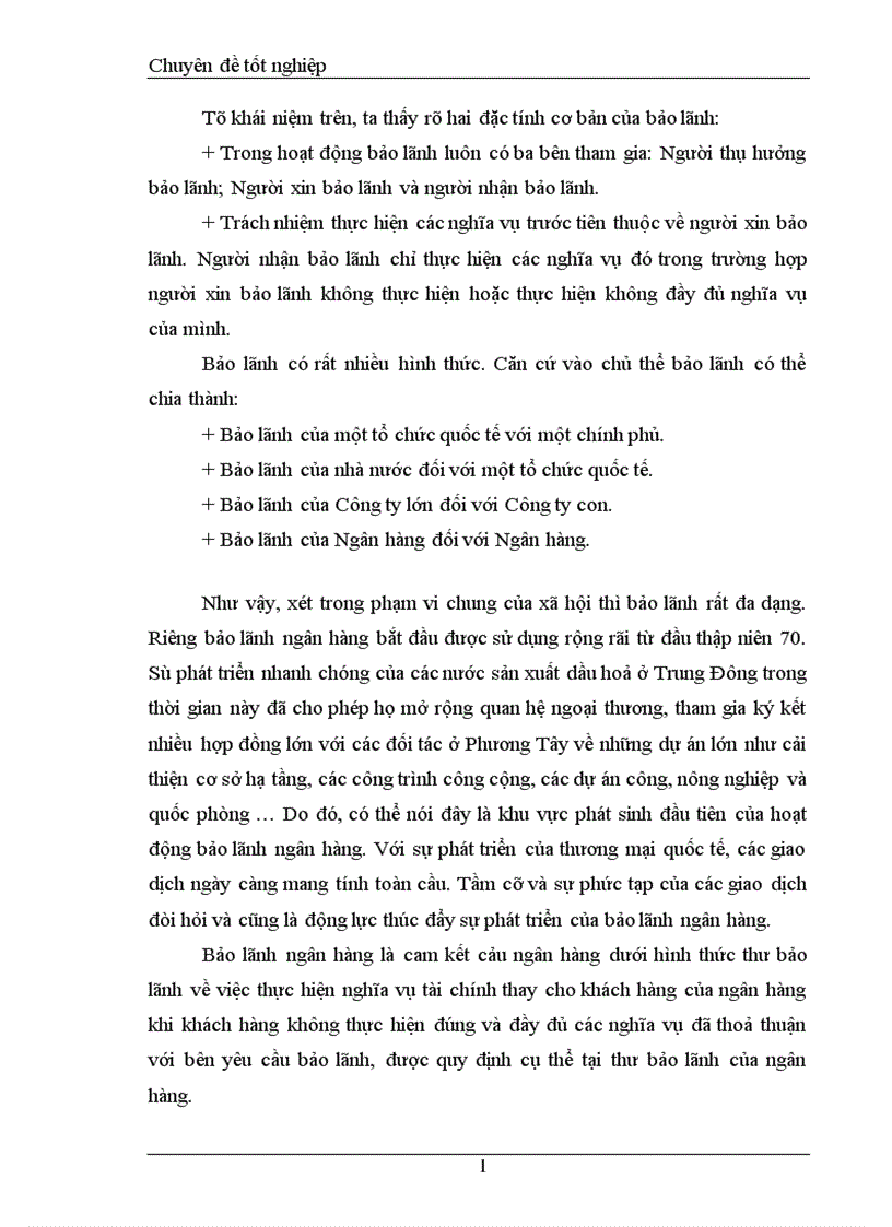 Một số giải pháp nhằm hoàn thiện nghiệp vụ bảo lãnh tại Ngân hàng Công thương Cầu Giấy 1