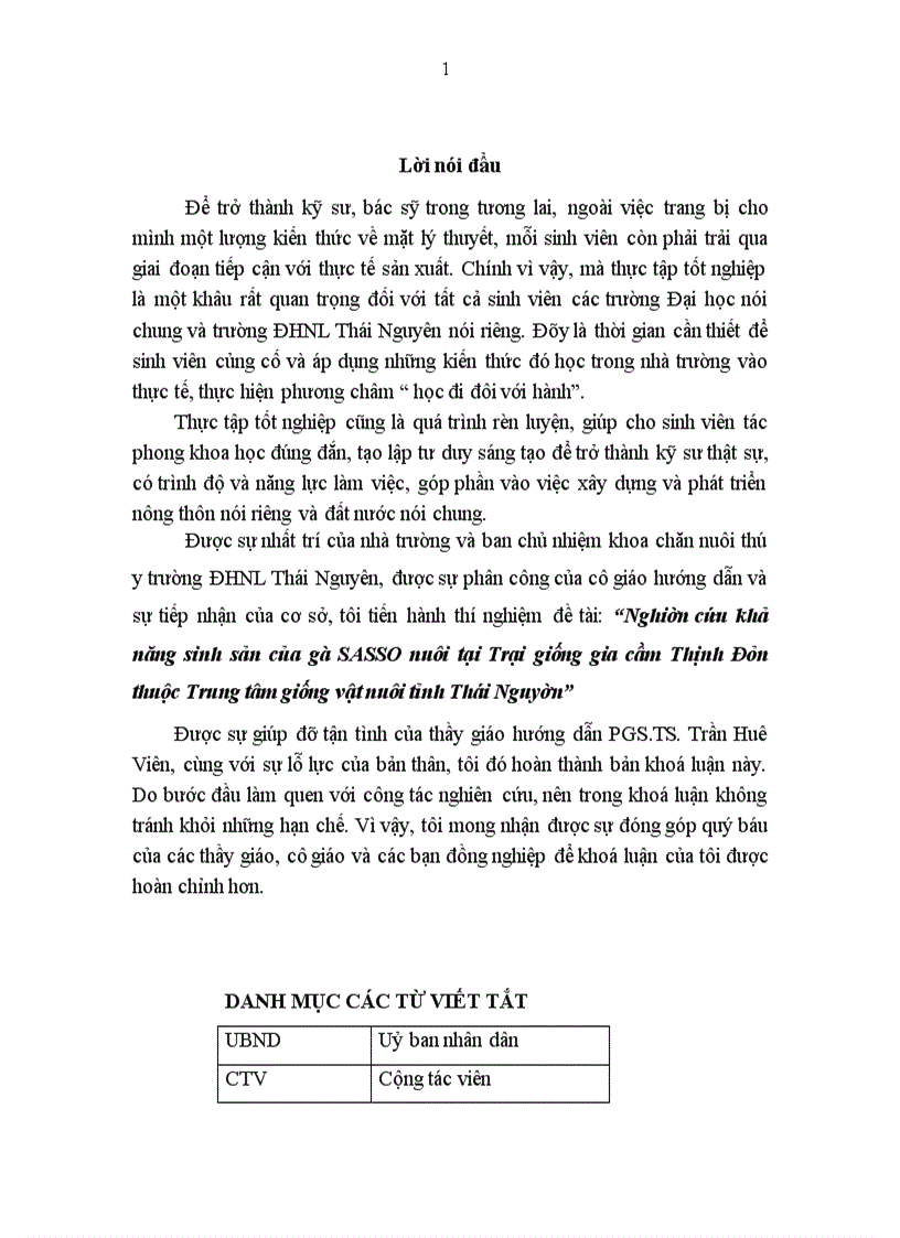 image for page Nghiên cứu khả năng sinh sản của gà SASSO nuôi tại Trại giống gia cầm Thịnh Đán thuộc Trung tâm giống vật nuôi tỉnh Thái Nguyên