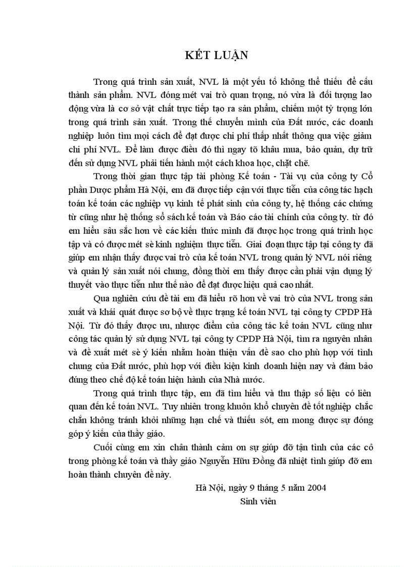 image for page Hạch toán Nguyên vật liệu với việc nâng cao hiệu quả quản lý và sử dụng Nguyên vật liệu tại công ty Cổ phần Dược phẩm Hà Nội 1