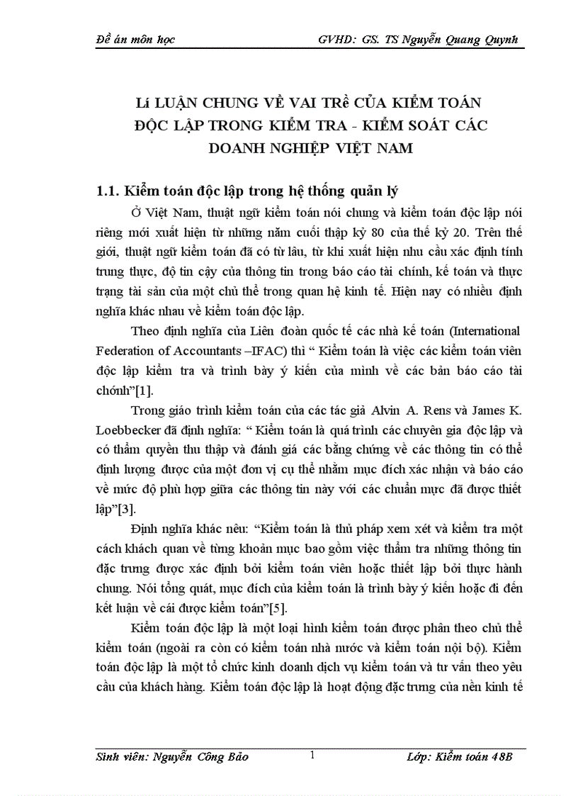 Vai trò của kiểm toán độc lập trong kiểm tra kiểm soát các doanh nghiệp Việt Nam