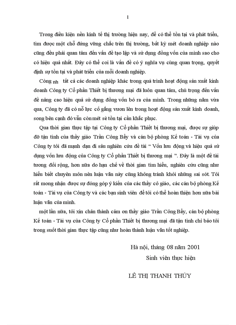 image for page Vốn lưu động và hiệu quả sử dụng vốn lưu động tại Công ty Cổ phần Thiết bị thương mại 1