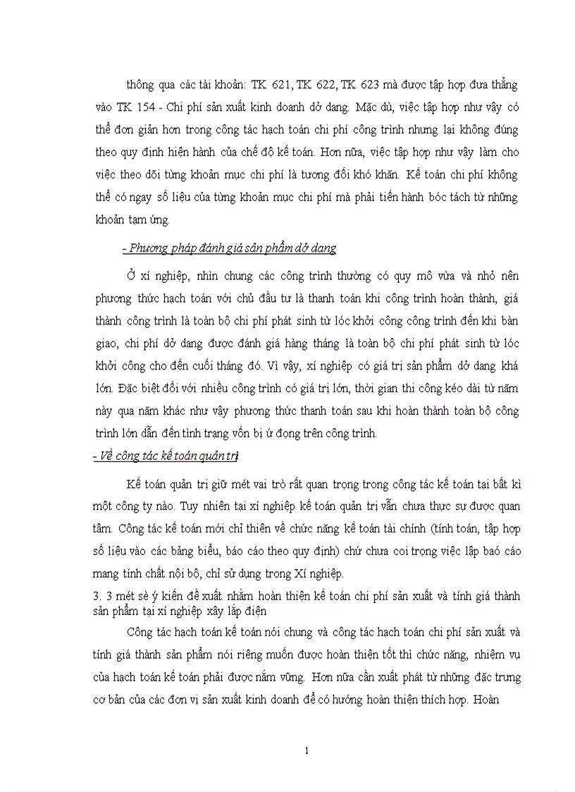 image for page Hoàn thiện công tác tổ chức hạch toán chi phí sản xuất và tính giá thành với việc tăng cường công tác quản trị tại Xí nghiệp xây lắp Điện Công Ty Điện Lực I