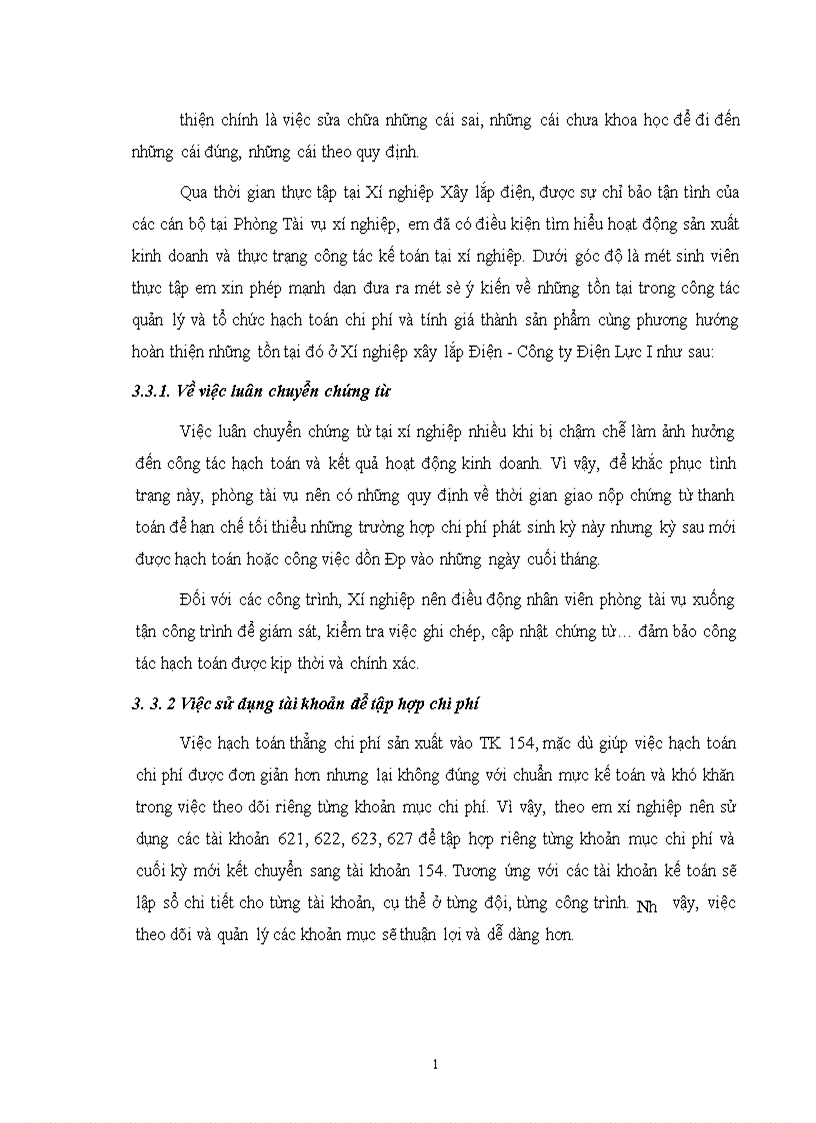image for page Hoàn thiện công tác tổ chức hạch toán chi phí sản xuất và tính giá thành với việc tăng cường công tác quản trị tại Xí nghiệp xây lắp Điện Công Ty Điện Lực I