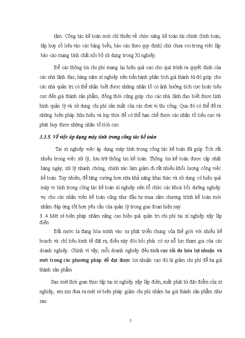 image for page Hoàn thiện công tác tổ chức hạch toán chi phí sản xuất và tính giá thành với việc tăng cường công tác quản trị tại Xí nghiệp xây lắp Điện Công Ty Điện Lực I