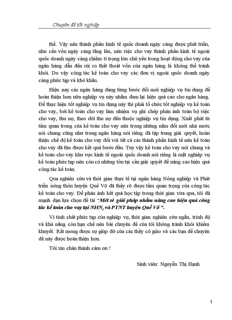 image for page Một số giải pháp nhằm nâng cao hiệu quả công tác kế toán cho vay tại NHNo và PTNT huyện Quế Võ 1