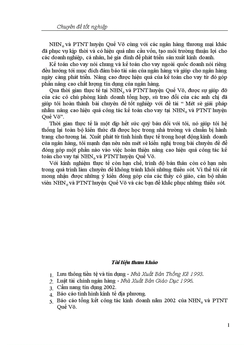 image for page Một số giải pháp nhằm nâng cao hiệu quả công tác kế toán cho vay tại NHNo và PTNT huyện Quế Võ 1