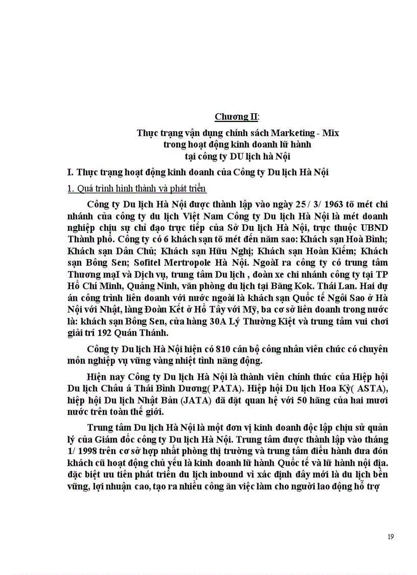 image for page Vận dụng các chính sách Marketing mix tại Trung tâm Du lịch Hà Nội 1