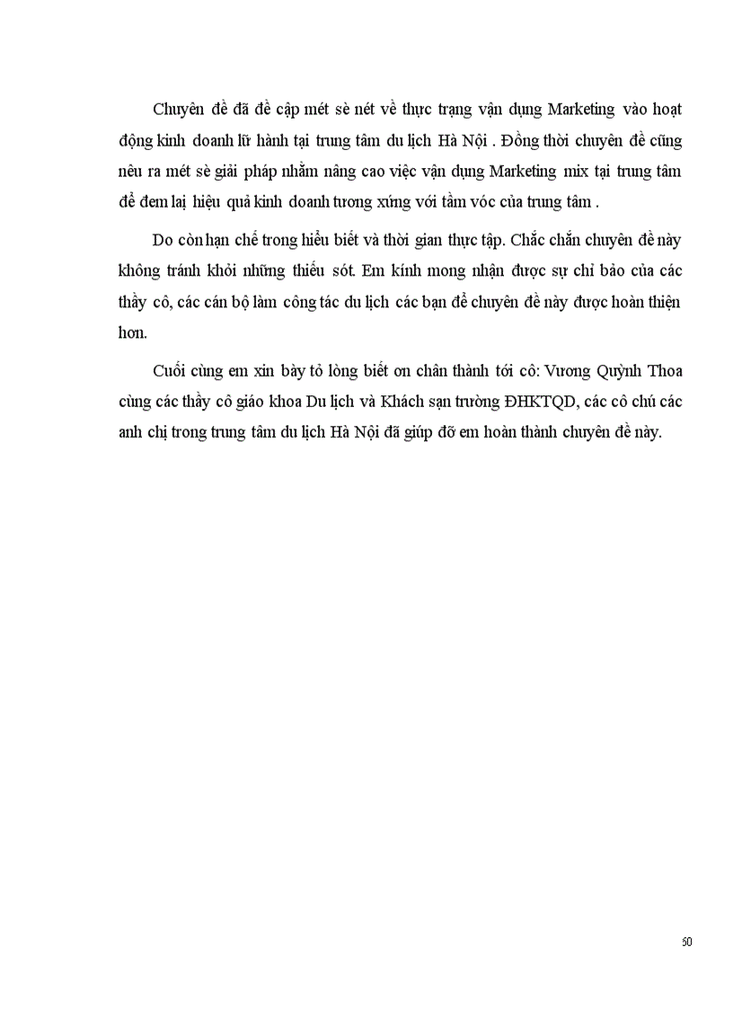 image for page Vận dụng các chính sách Marketing mix tại Trung tâm Du lịch Hà Nội 1