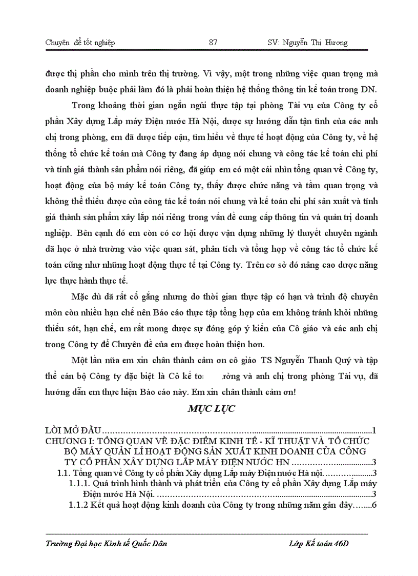 image for page Hoàn thiện kế toán chi phí sản xuất và tính giá thành sản phẩm xây lắp tại Công ty cổ phần Xây dựng Lắp máy Điện nước HN 1