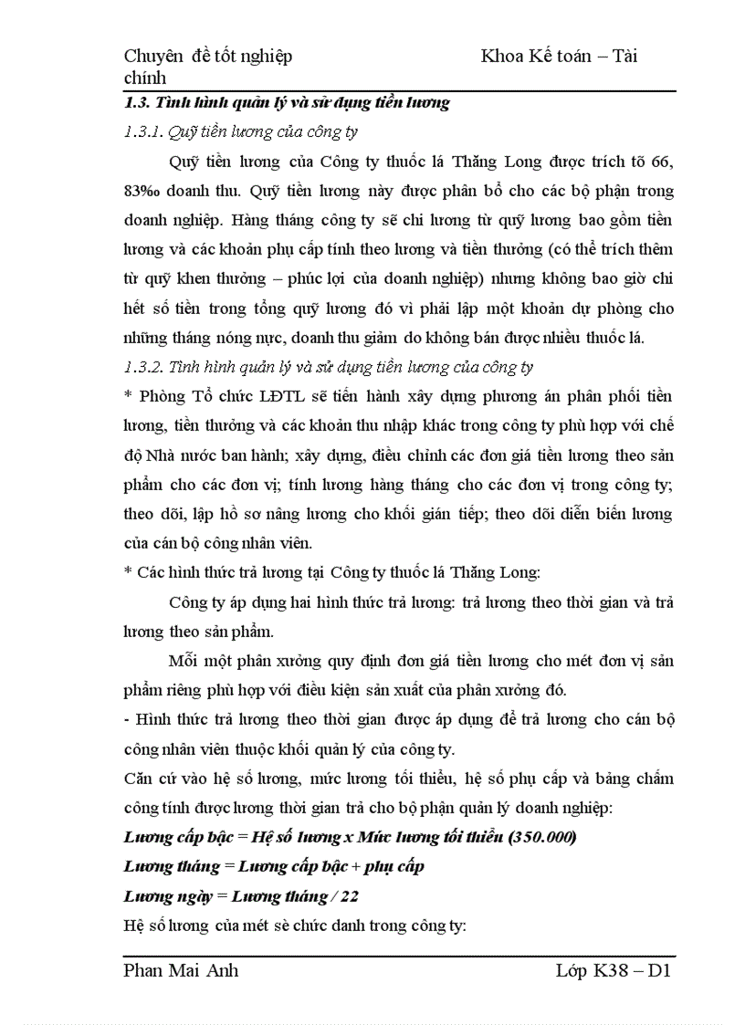 image for page Hoàn thiện nội dung và phương pháp phân tích tình hình quản lý và sử dụng lao động tiền lương tại Công ty thuốc lá Thăng Long