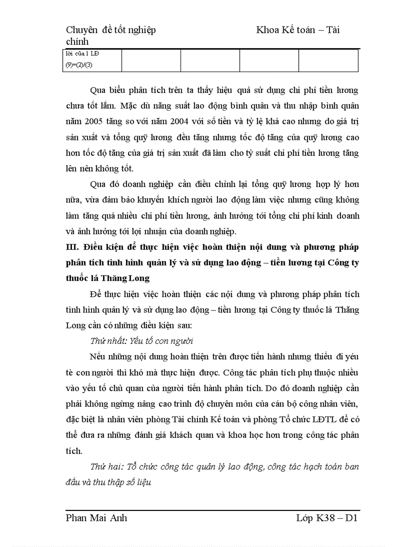image for page Hoàn thiện nội dung và phương pháp phân tích tình hình quản lý và sử dụng lao động tiền lương tại Công ty thuốc lá Thăng Long