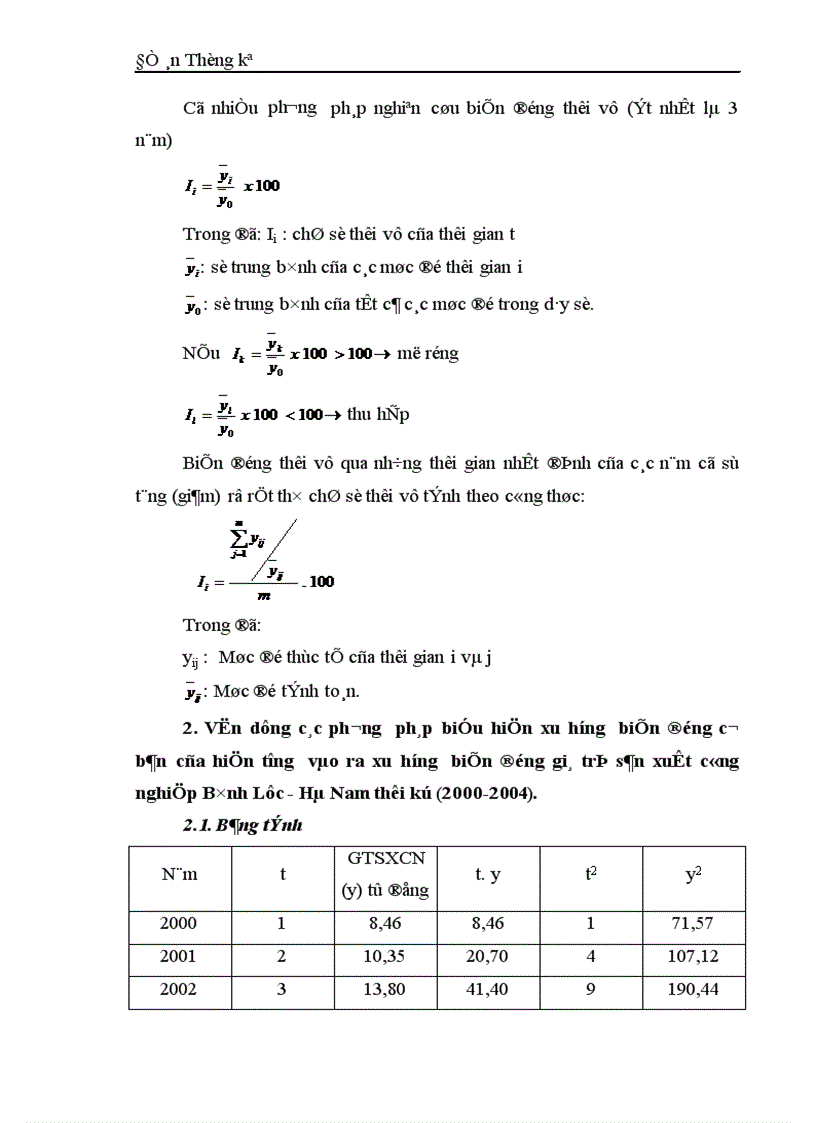 image for page Vận dụng phương pháp dãy số thời gian phân tích biến động giá trị sản xuất công nghiệp của Bình Lục Hà Nam thời kỳ 2000 2004 1