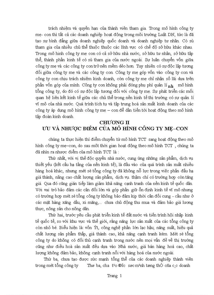 image for page Cơ sở khoa học của mô hình công ty mẹ công ty con