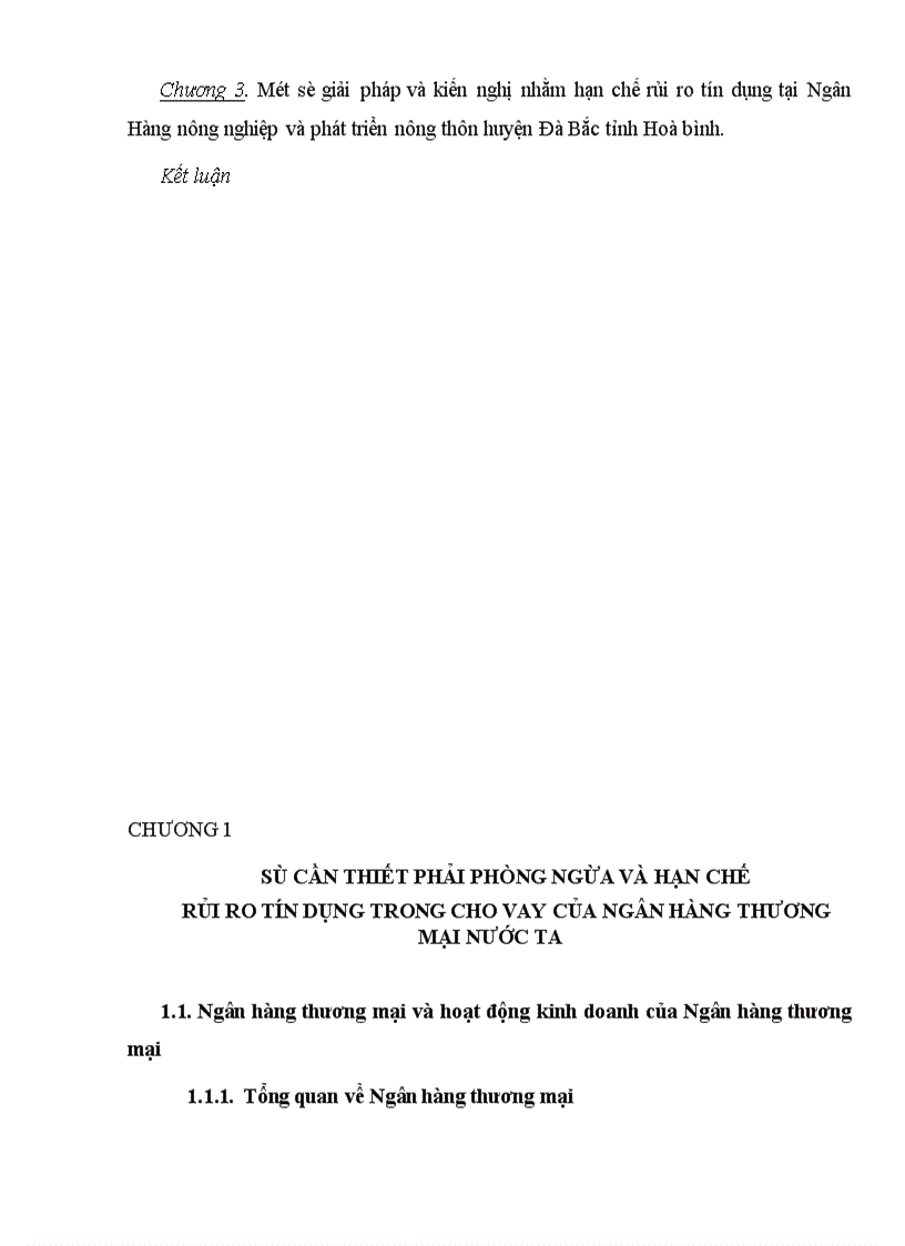 image for page Rủi ro tín dụng và hạn chế rủi ro tín dụng tại Ngân Hàng nông nghiệp và phát triển nông thôn huyện Đà Bắc tỉnh Hòa Bình
