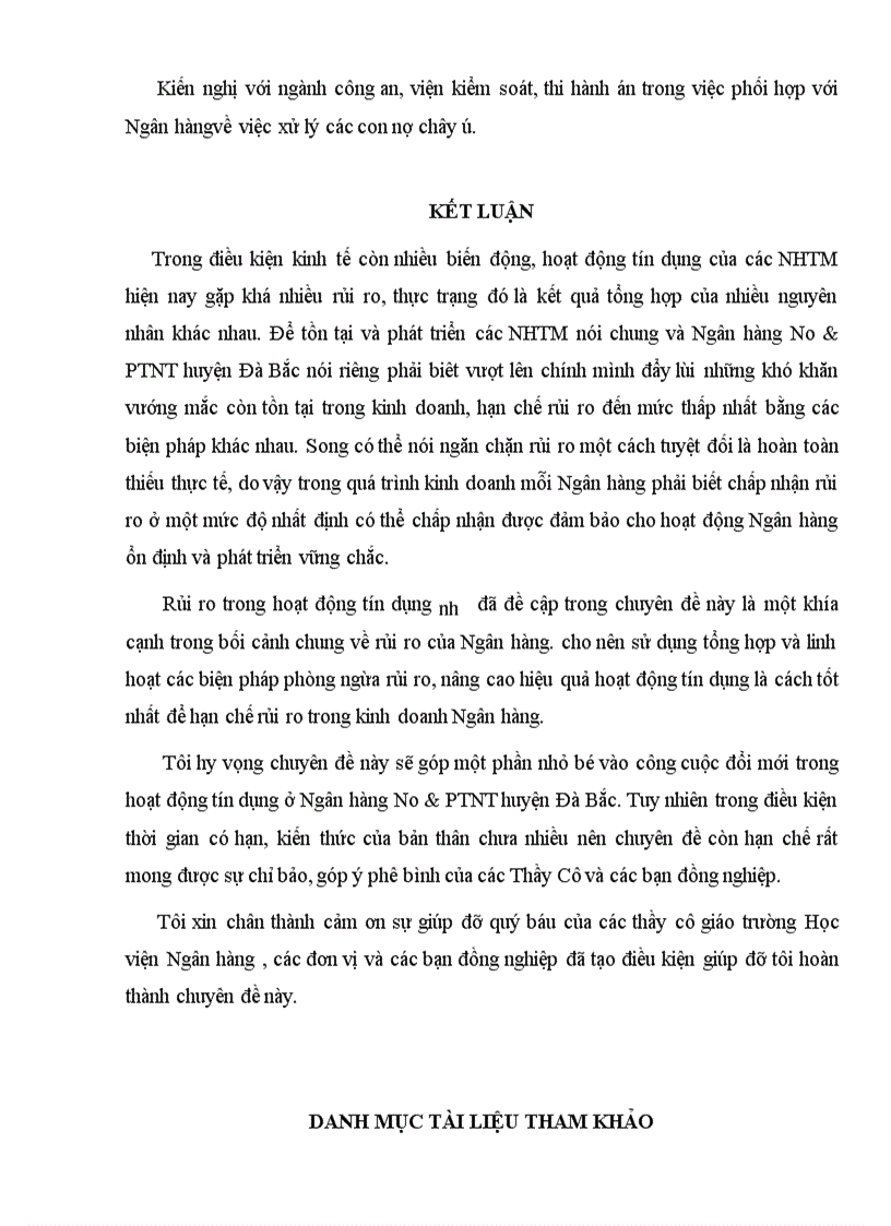 image for page Rủi ro tín dụng và hạn chế rủi ro tín dụng tại Ngân Hàng nông nghiệp và phát triển nông thôn huyện Đà Bắc tỉnh Hòa Bình