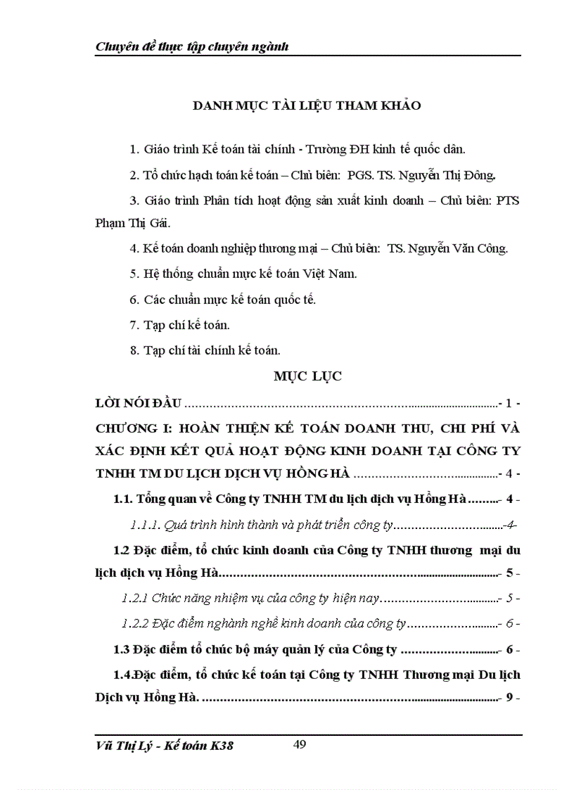 image for page Tìm hiểu kế toán doanh thu chi phí và xác định kết quả hoạt động kinh doanh tại Công ty TNHH TM du lịch dịch vụ Hồng Hà 1