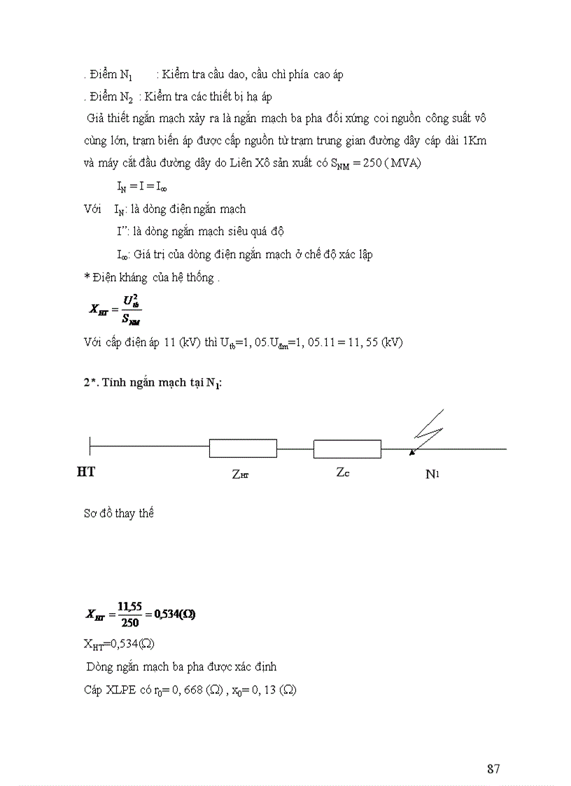 image for page Tính toán ngắn mạch và kiểm tra thiết bị điện đã chọn