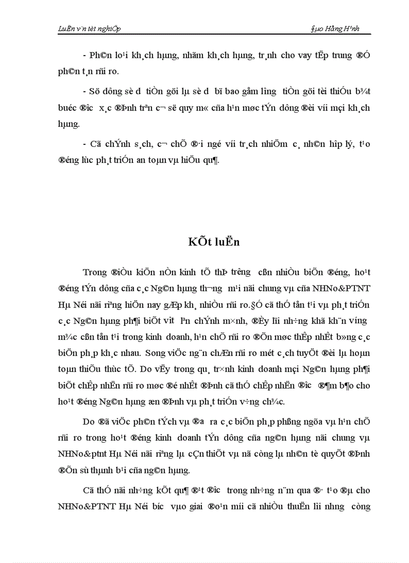 image for page Một số giải pháp phòng ngừa và hạn chế rủi ro tín dụng tại NHNo PTNT Hà Nội 1