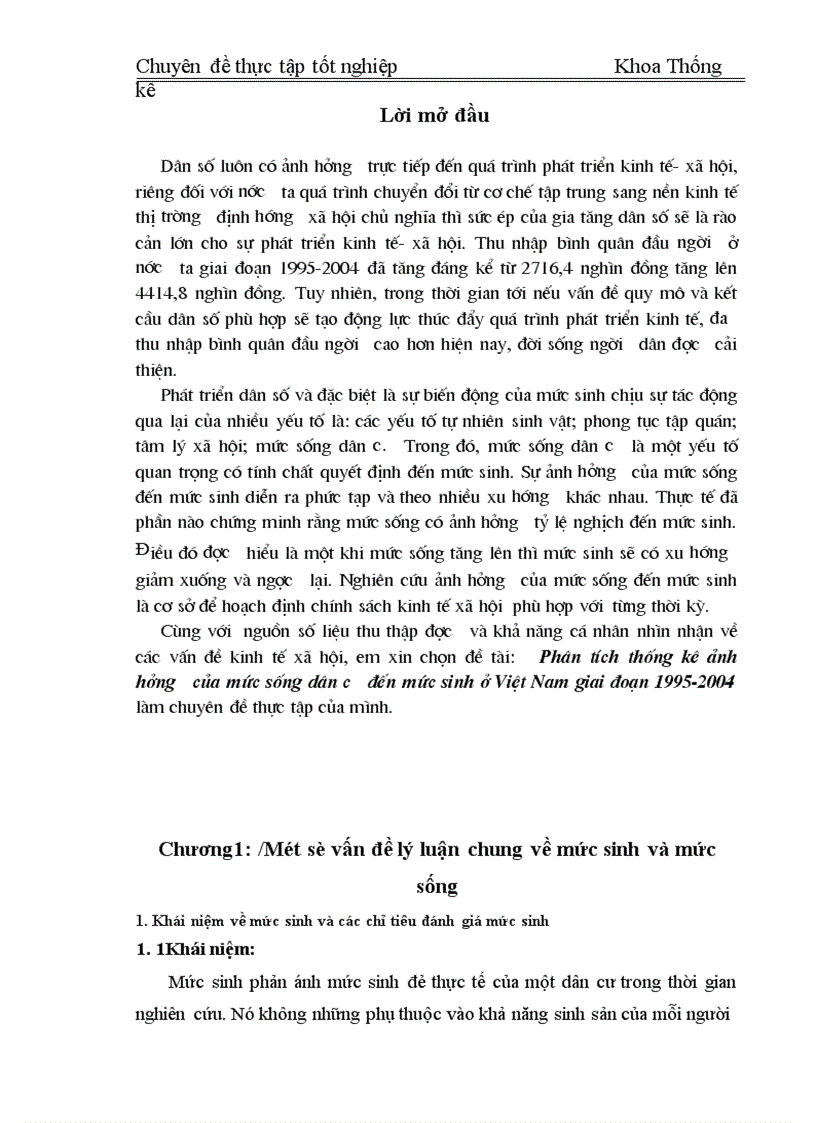 image for page Phân tích thống kê ảnh hưởng của mức sống dân cư đến mức sinh ở Việt Nam giai đoạn 1995 2004 1