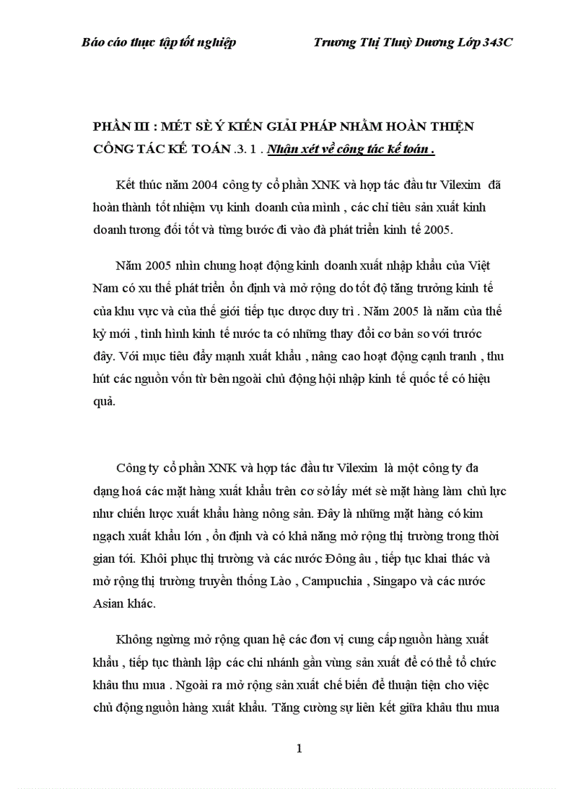 image for page Một số ý kiến giải pháp nhằm hoàn thiện công tác kế toán của Công ty cổ phần XNK và hợp tác đầu tư VILEXIM