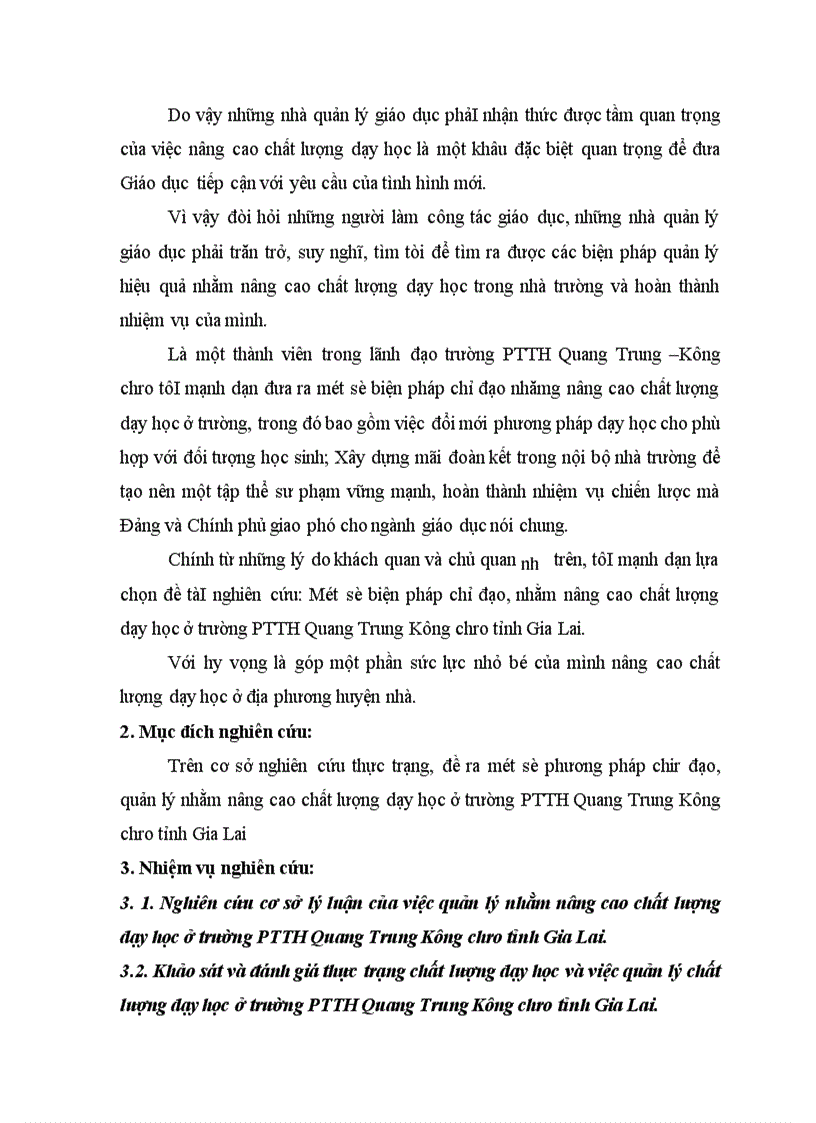 image for page Thực trạng của việc chỉ đạo quá trình dạy học ở trường PTTH Quang Trung Kông chso Gia Lai