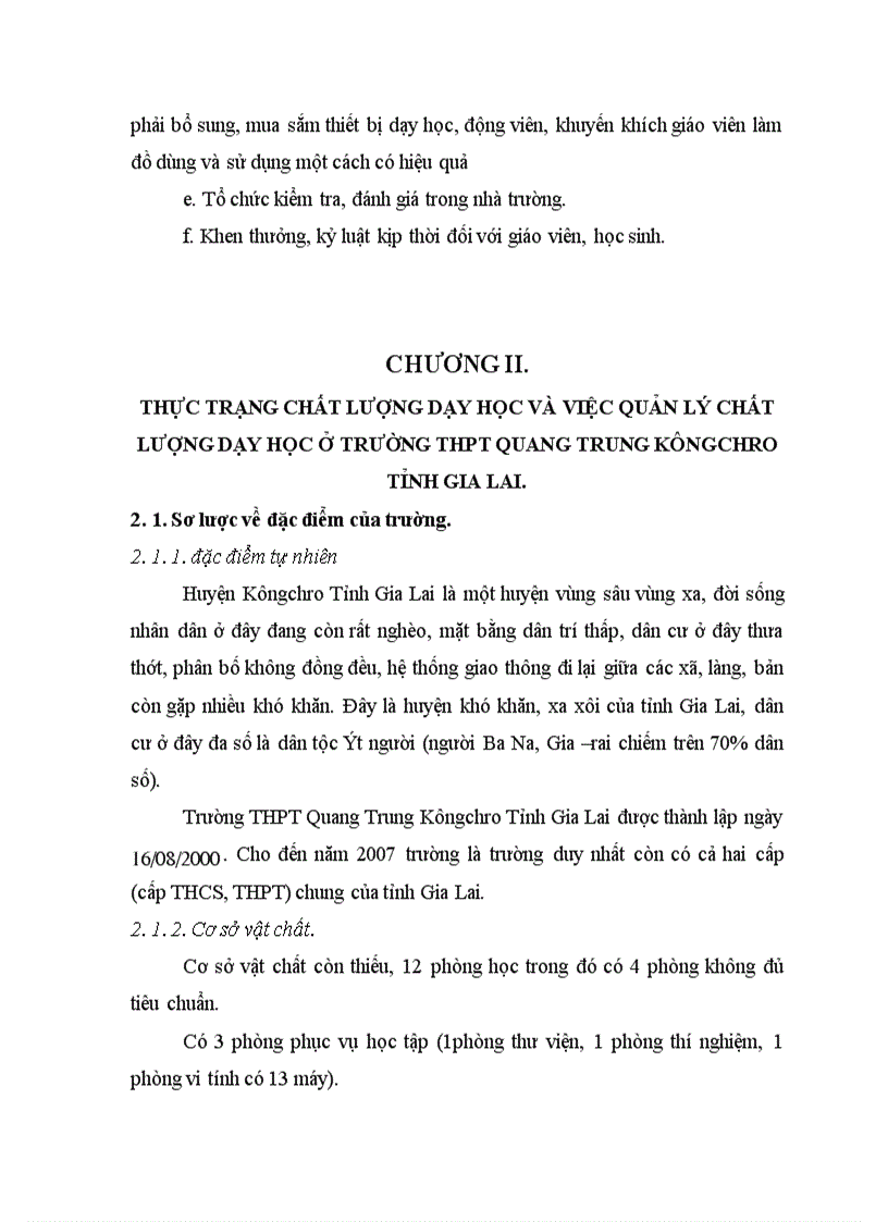 image for page Thực trạng của việc chỉ đạo quá trình dạy học ở trường PTTH Quang Trung Kông chso Gia Lai