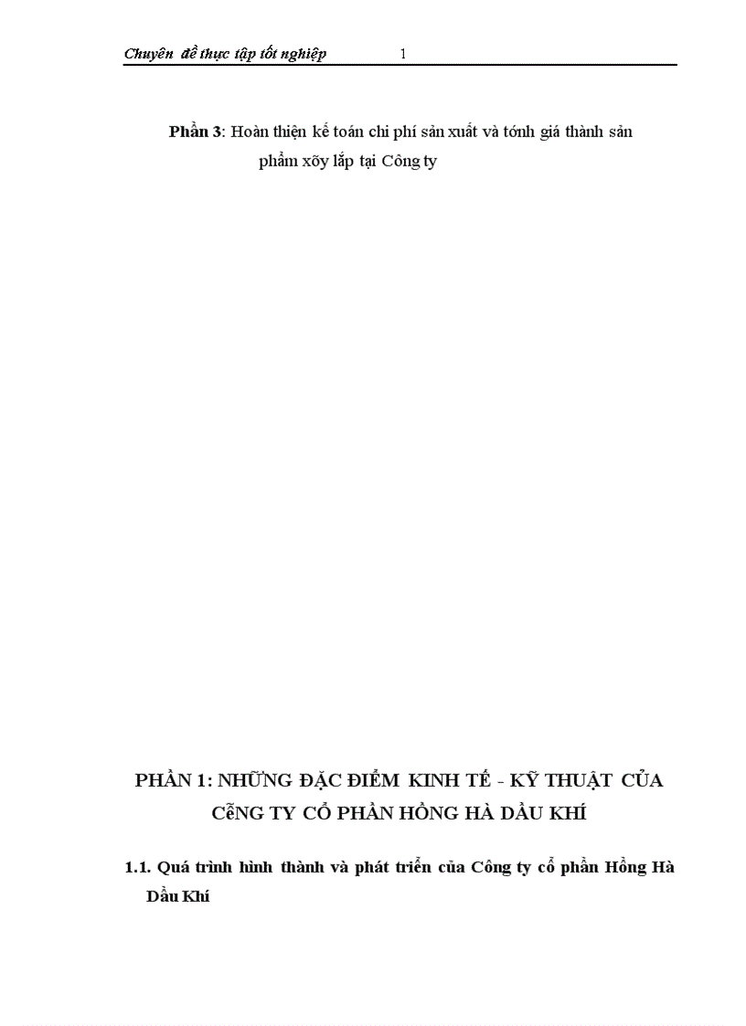 image for page Kế toán chi phí sản xuất và tính giá thành sản phẩm xây lắp tại Công ty CP Hồng Hà Dầu Khí 1
