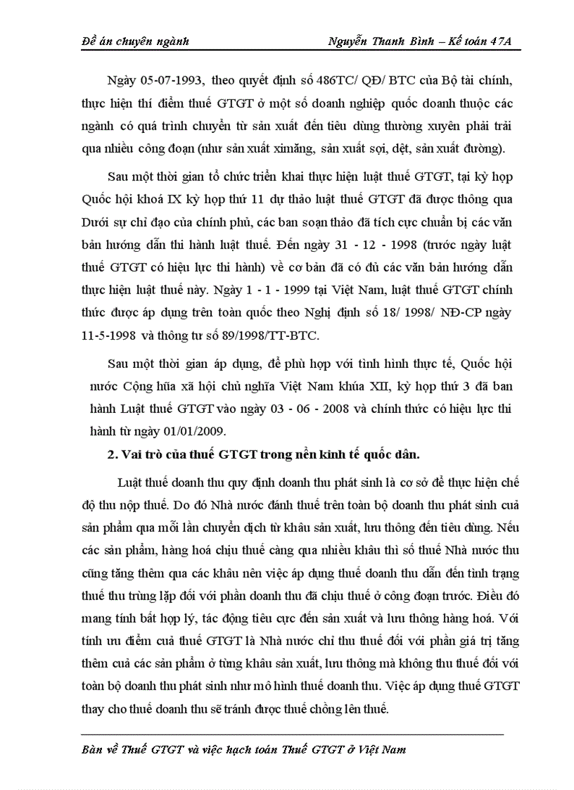 Thực trạng và kiến nghị hoàn thiện về quản lý và hạch toán thuế GTGT ở Việt Nam hiện nay