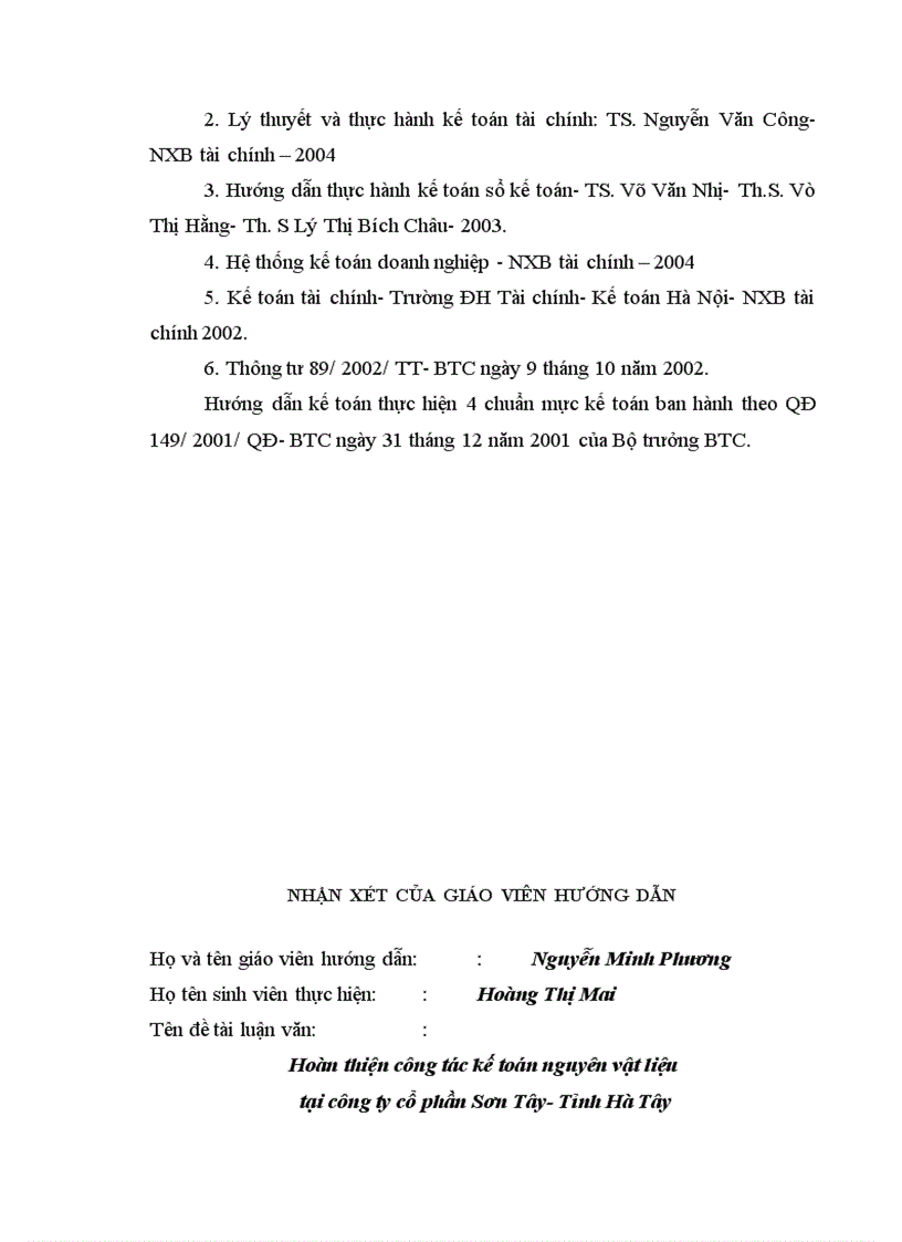 image for page Hoàn thiện công tác kế toán nguyên vật liệu tại Công ty cổ phần Sơn Tây Tỉnh Hà Tây 1
