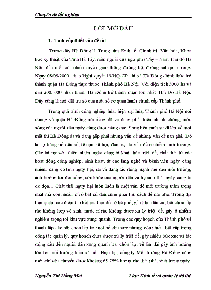 image for page Đánh giá công tác quản lý chất thải rắn quận Hà Đông TP Hà Nội