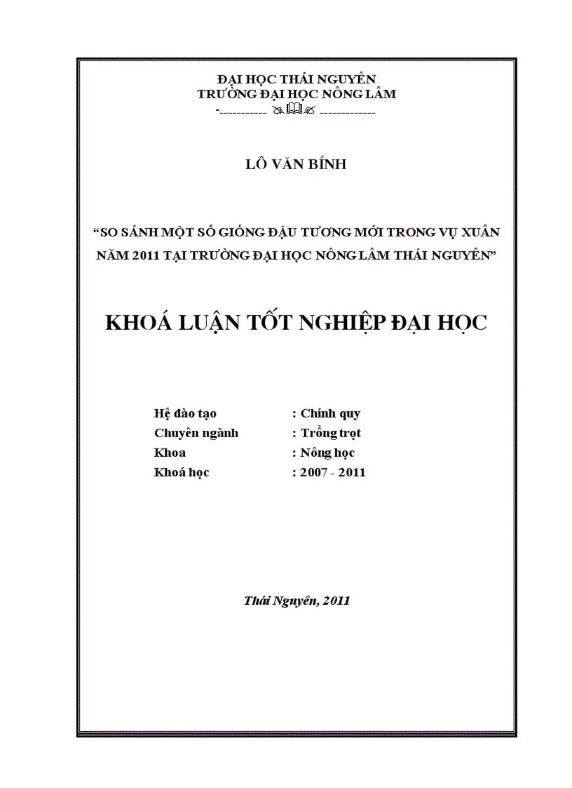 image for page So sánh một số giống đậu tương mới trong vụ xuân năm 2011 tại trường Đại học Nông Lâm Thái Nguyên