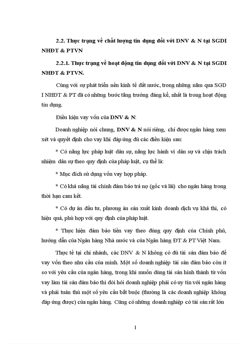 image for page Nâng cao chất lượng tín dụng đối với DNV N tại Sở Giao Dịch I Ngân hàng đầu tư phát triển VN