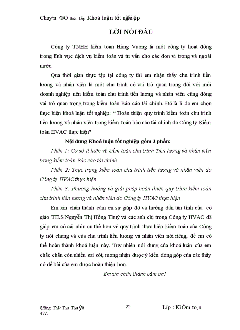 image for page Hoàn thiện kiểm toán chu trình tiền lương và nhân viên trong kiểm toán Báo cáo tài chính do Công ty Kiểm toán HVAC thực hiện