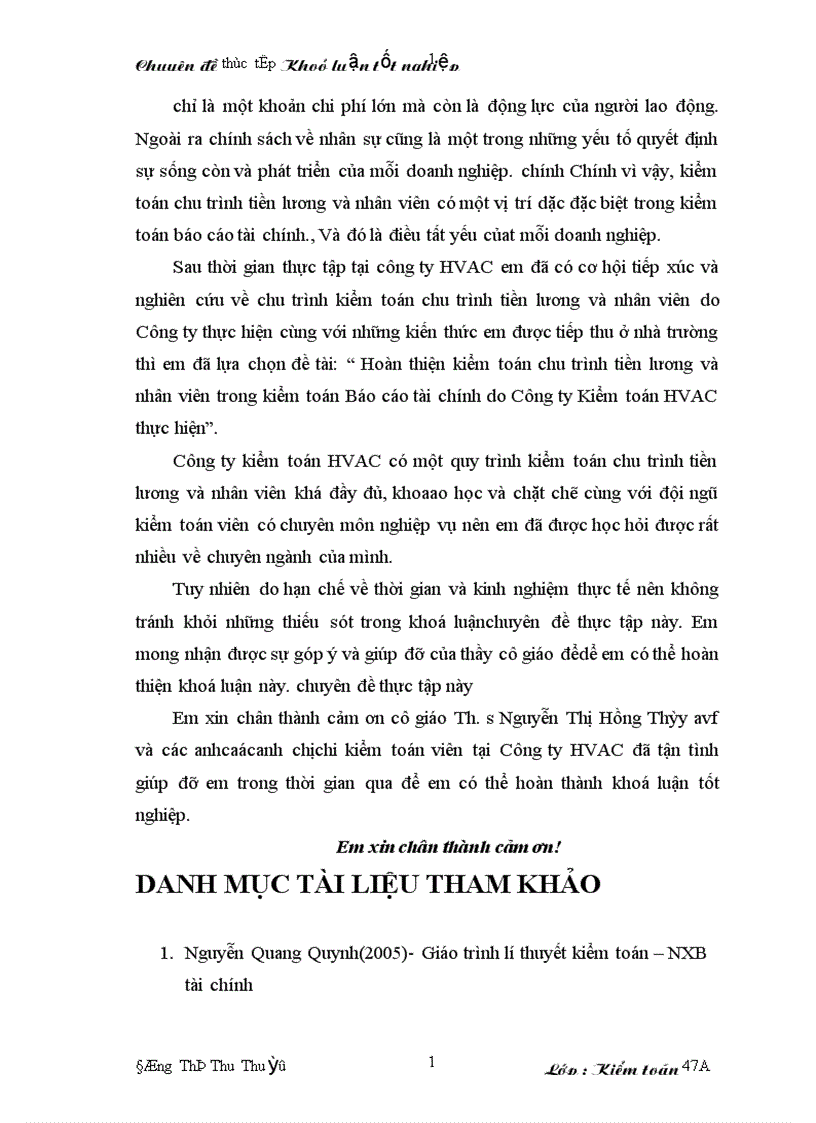 image for page Hoàn thiện kiểm toán chu trình tiền lương và nhân viên trong kiểm toán Báo cáo tài chính do Công ty Kiểm toán HVAC thực hiện