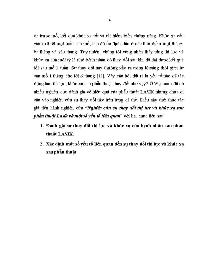 image for page Nghiên cứu sự thay đổi thị lực và khúc xạ sau phẫu thuật Lasik và một số yếu tố liên quan