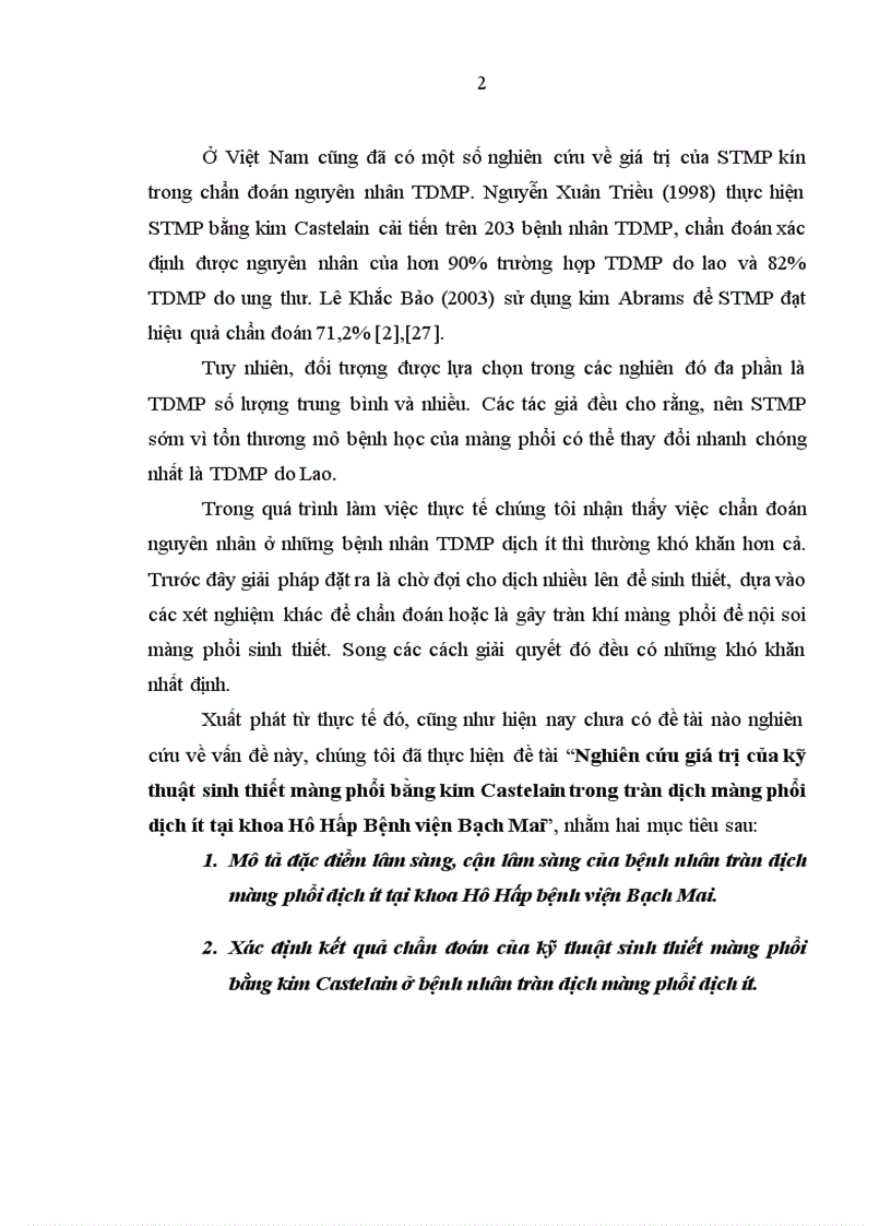 image for page Nghiên cứu giá trị của kỹ thuật sinh thiết màng phổi bằng kim Castelain trong tràn dịch màng phổi dịch ít tại khoa Hô Hấp Bệnh viện Bạch Mai