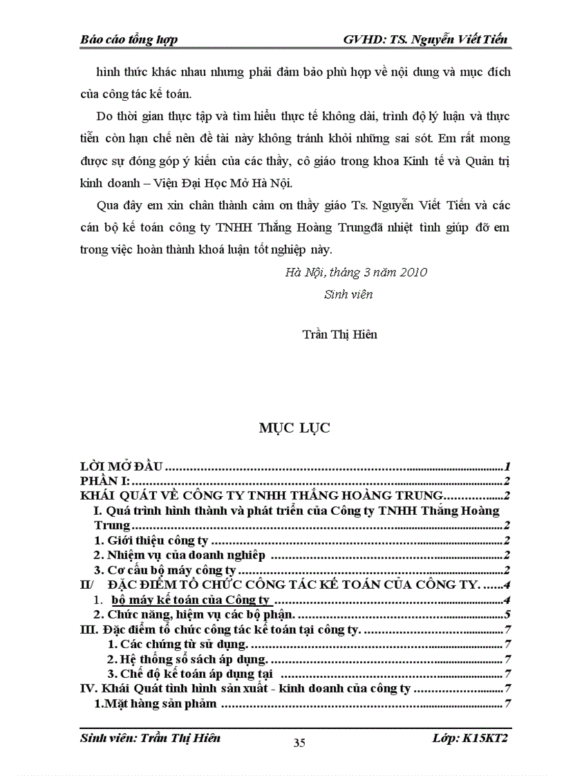 image for page Báo cáo thực tập tổng hợp tại Công ty TNHH Thắng Hoàng Trung