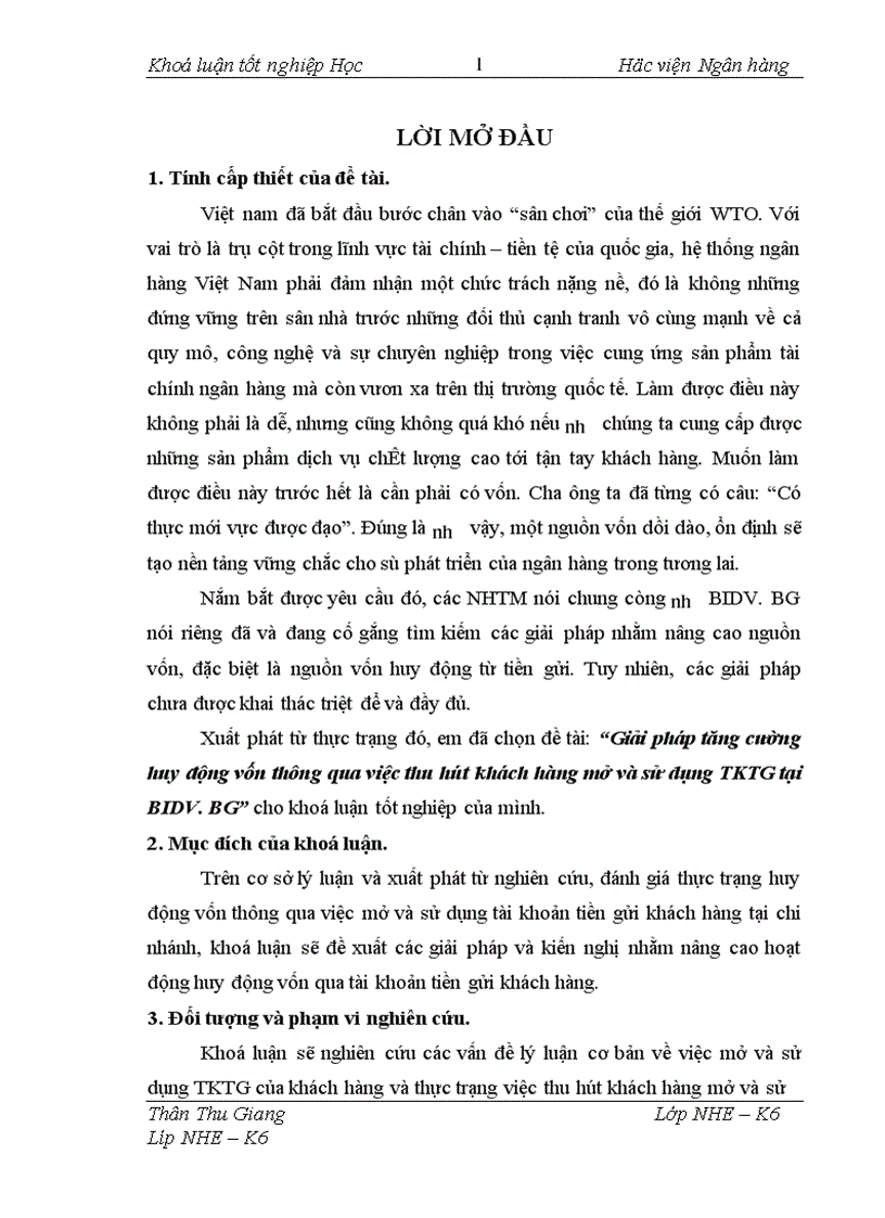image for page Giải pháp tăng cường huy động vốn thông qua việc thu hút khách hàng mở và sử dụng TKTG tại BIDV BG